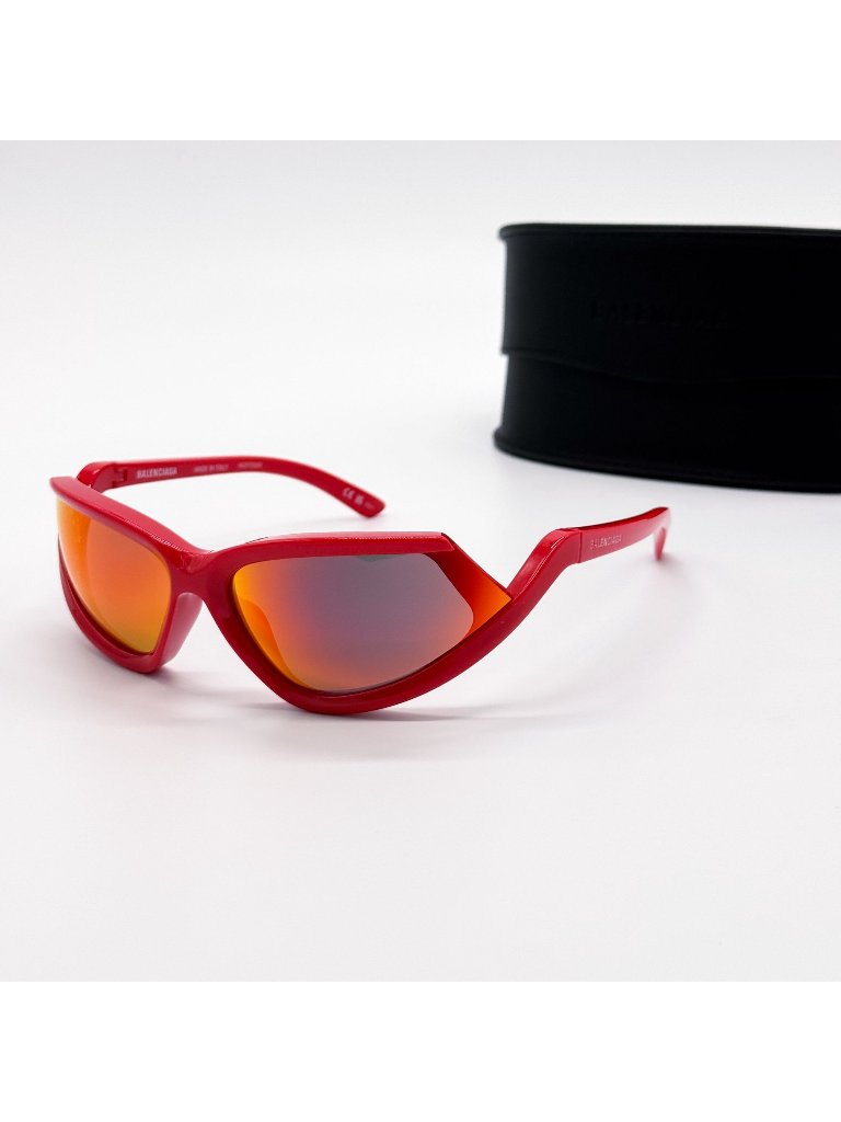 New Balenciaga Bb0289s 005 Sunglasses Red Geometric Unisex Eyewear Balenciaga